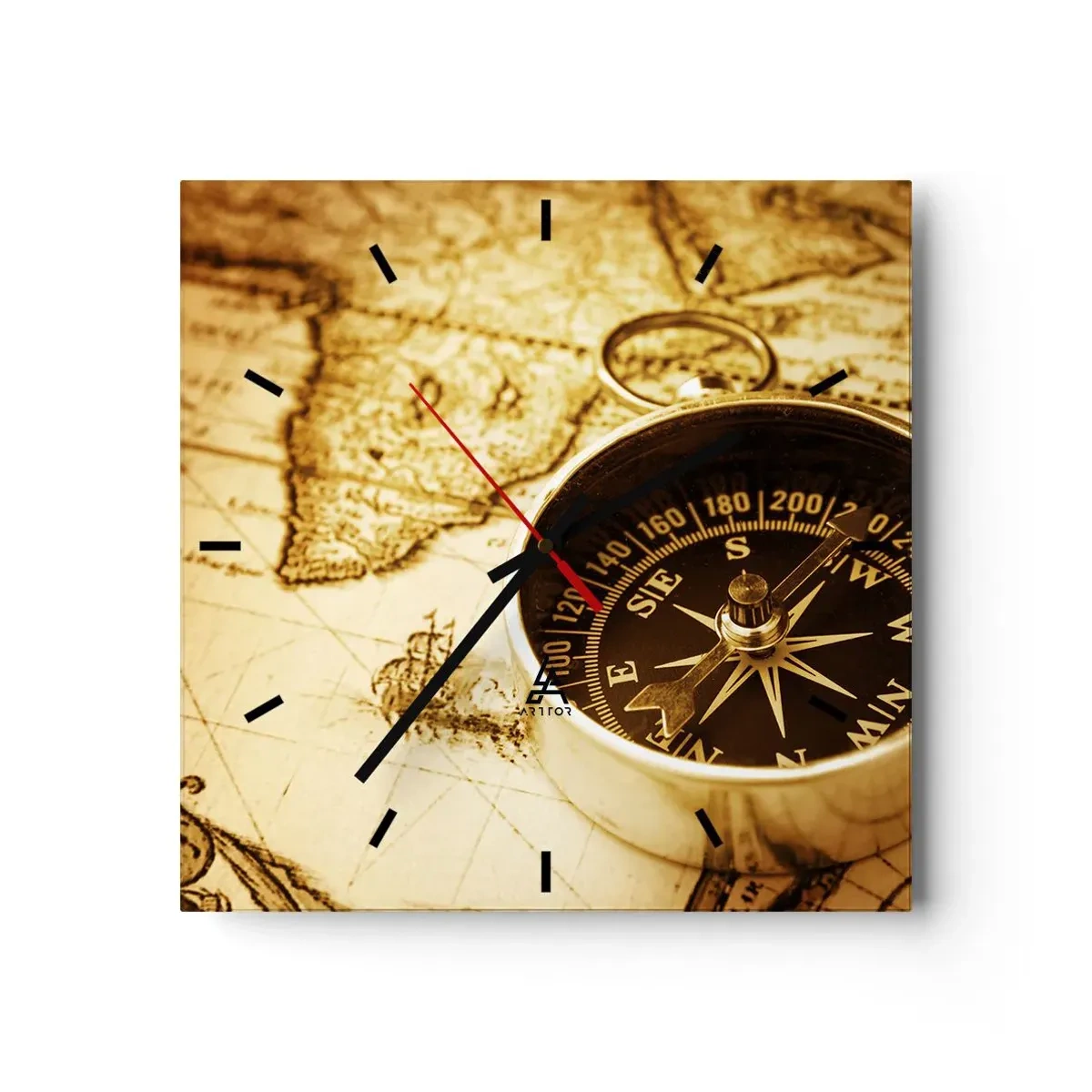 Wall clock - Clock on glass - East or West? - 40x40 cm