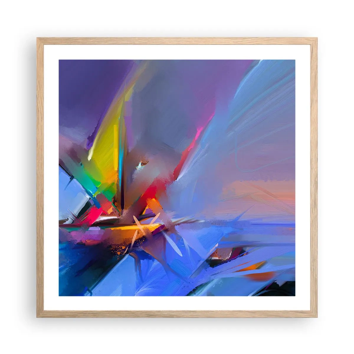Poster in light oak frame - Flew like s Bird - 60x60 cm