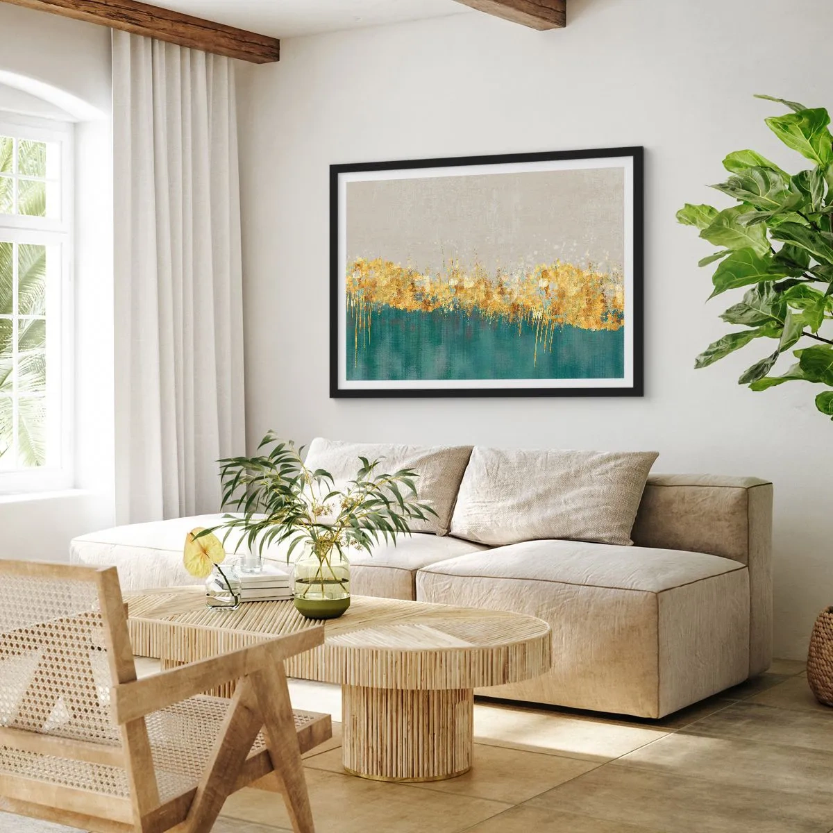 Poster in black frame - Golden Border - 70x50 cm