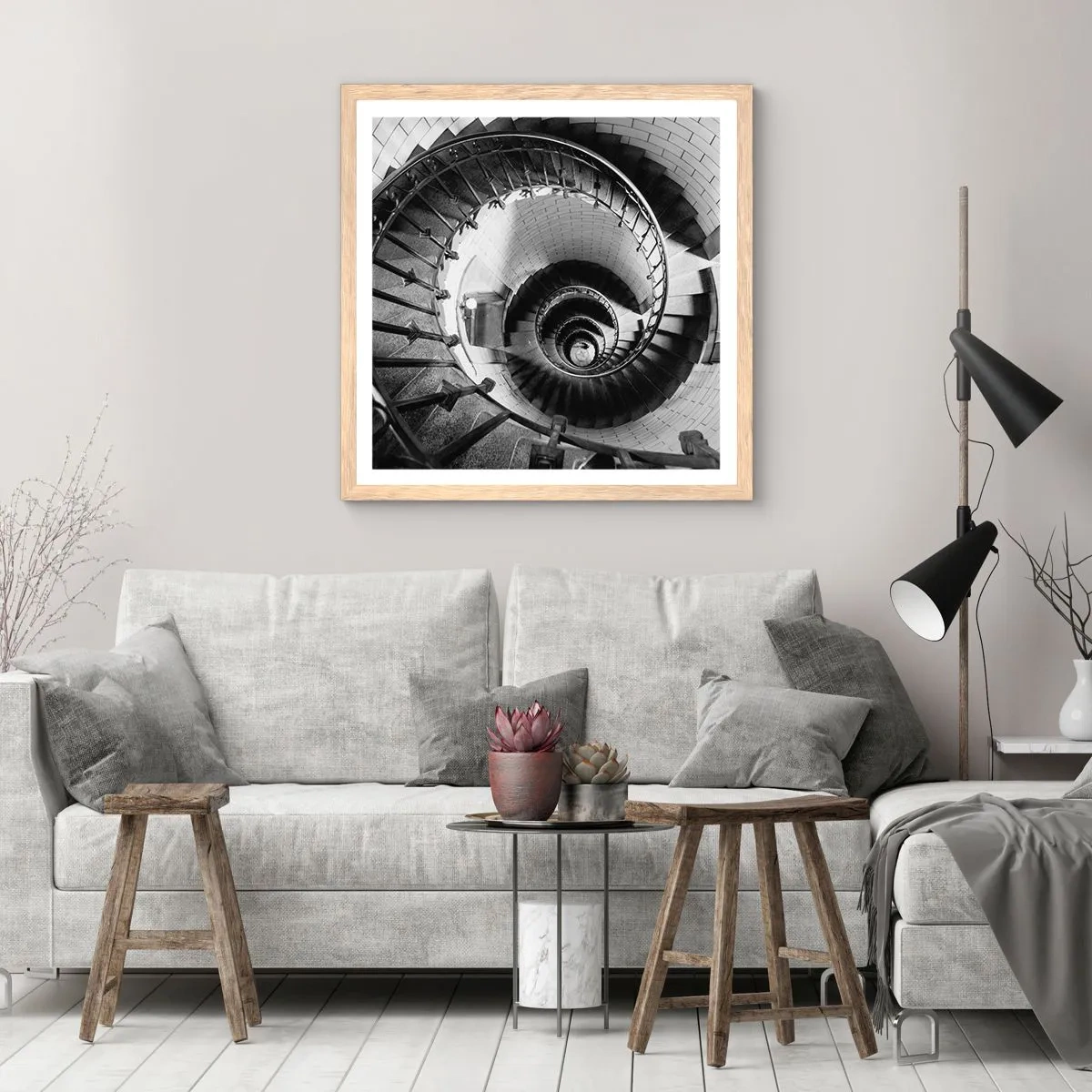 Poster in light oak frame - Up and Upwards  - 50x50 cm