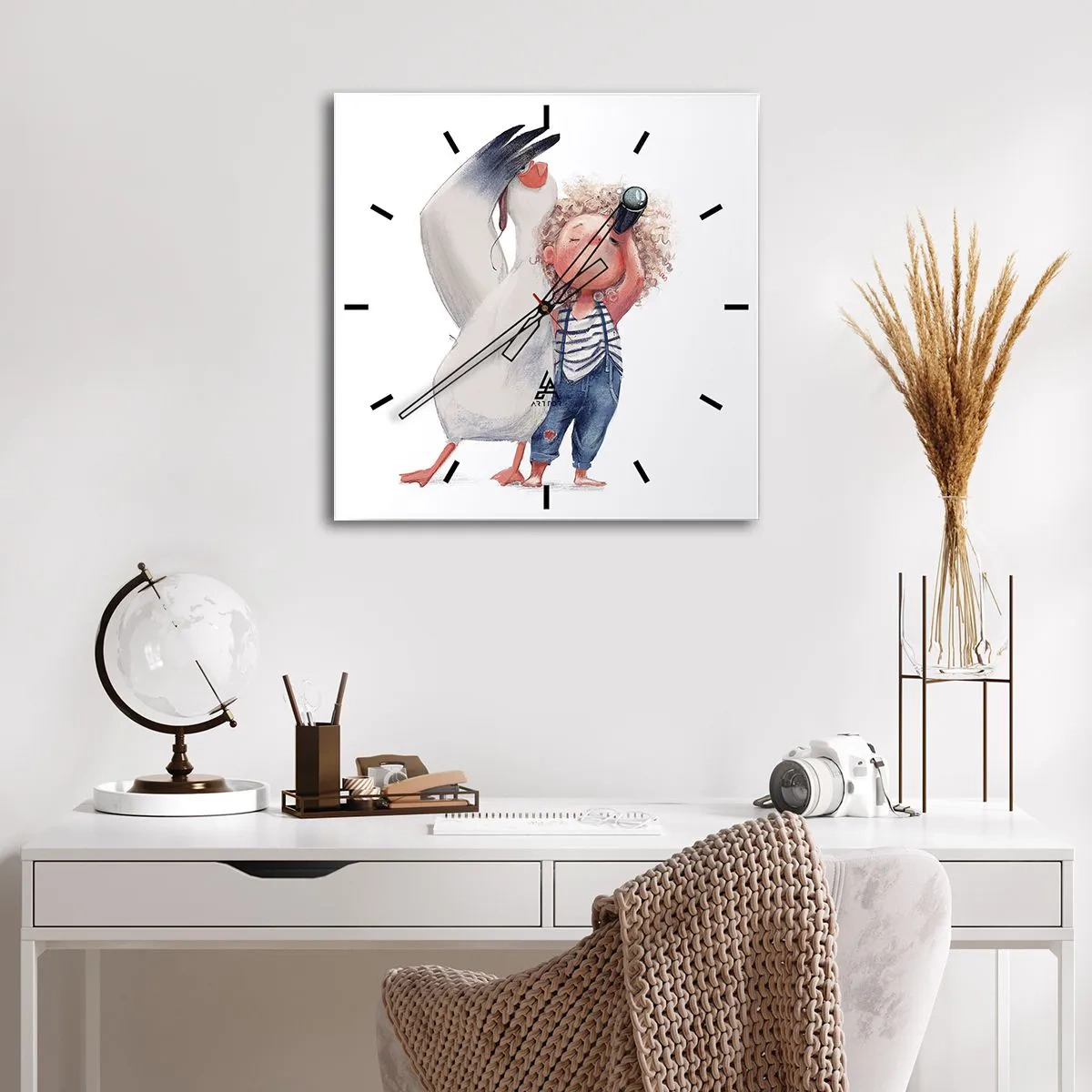 Wall clock - Clock on glass - Plan of a Great Journey - 40x40 cm