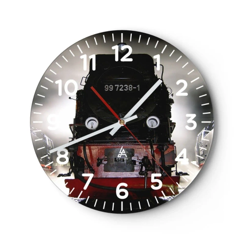 Wall clock - Clock on glass - Standing and Wheezing, Panting and Blowing - 40x40 cm
