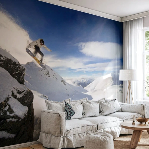 Custom Self-Adhesive Wallpaper Deluxe Sticker - Freedom without Borders - Snowboarding, Landscape, Mountains