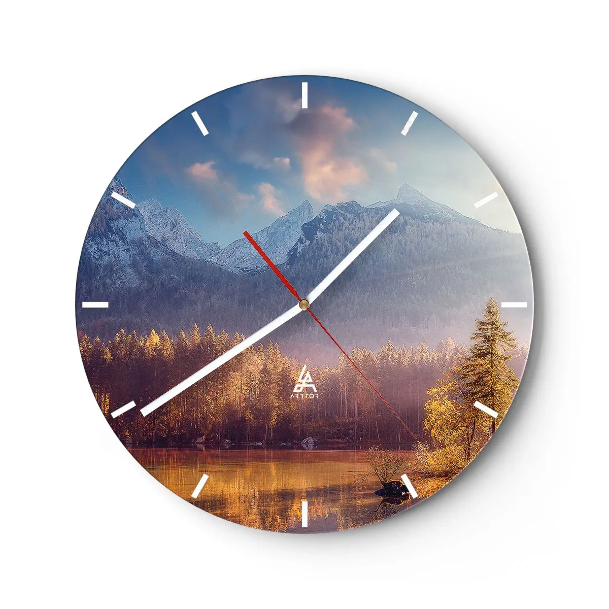 Wall clock - Clock on glass - In the Mountains and Valleys - 40x40 cm
