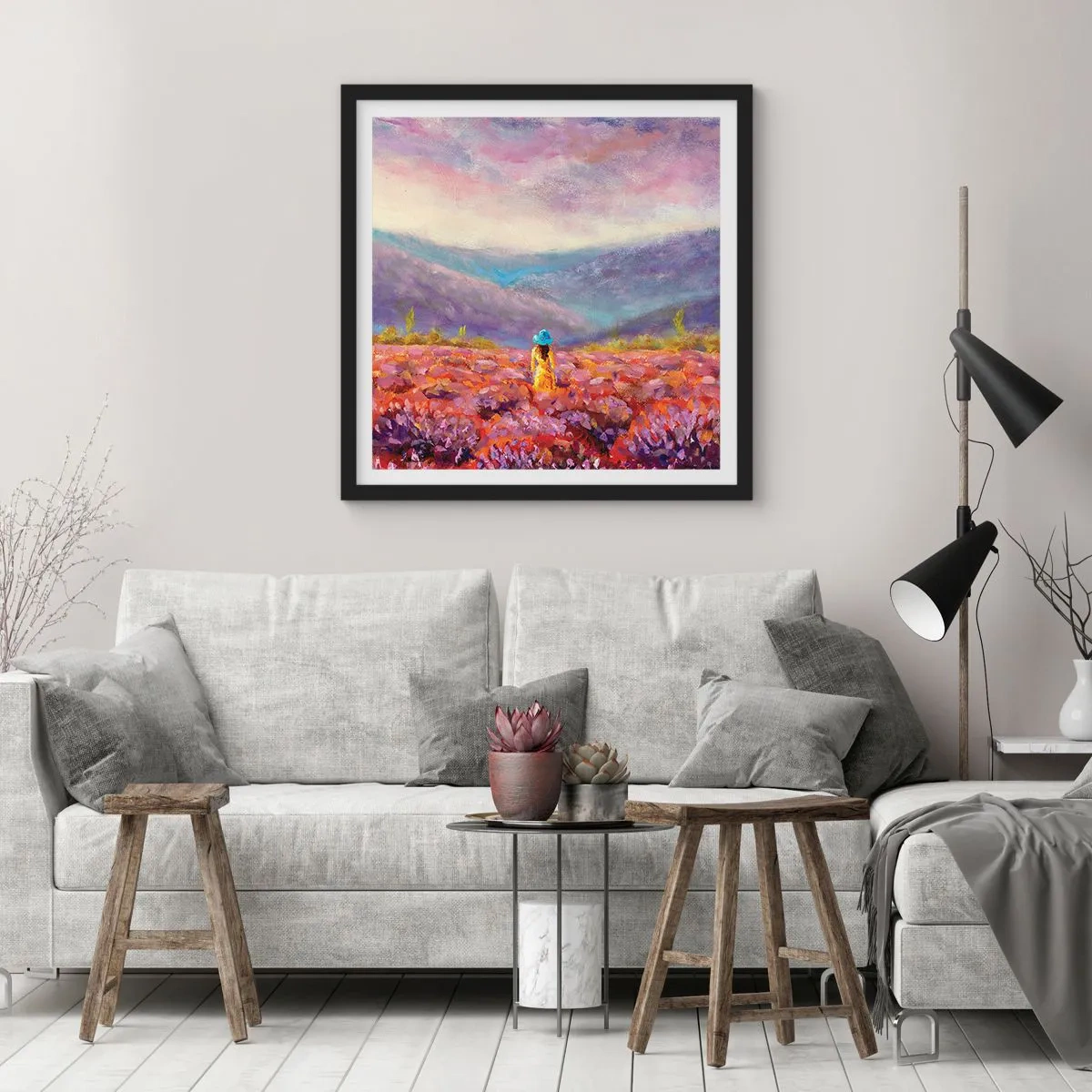 Poster in black frame - In Lavendar World - 50x50 cm