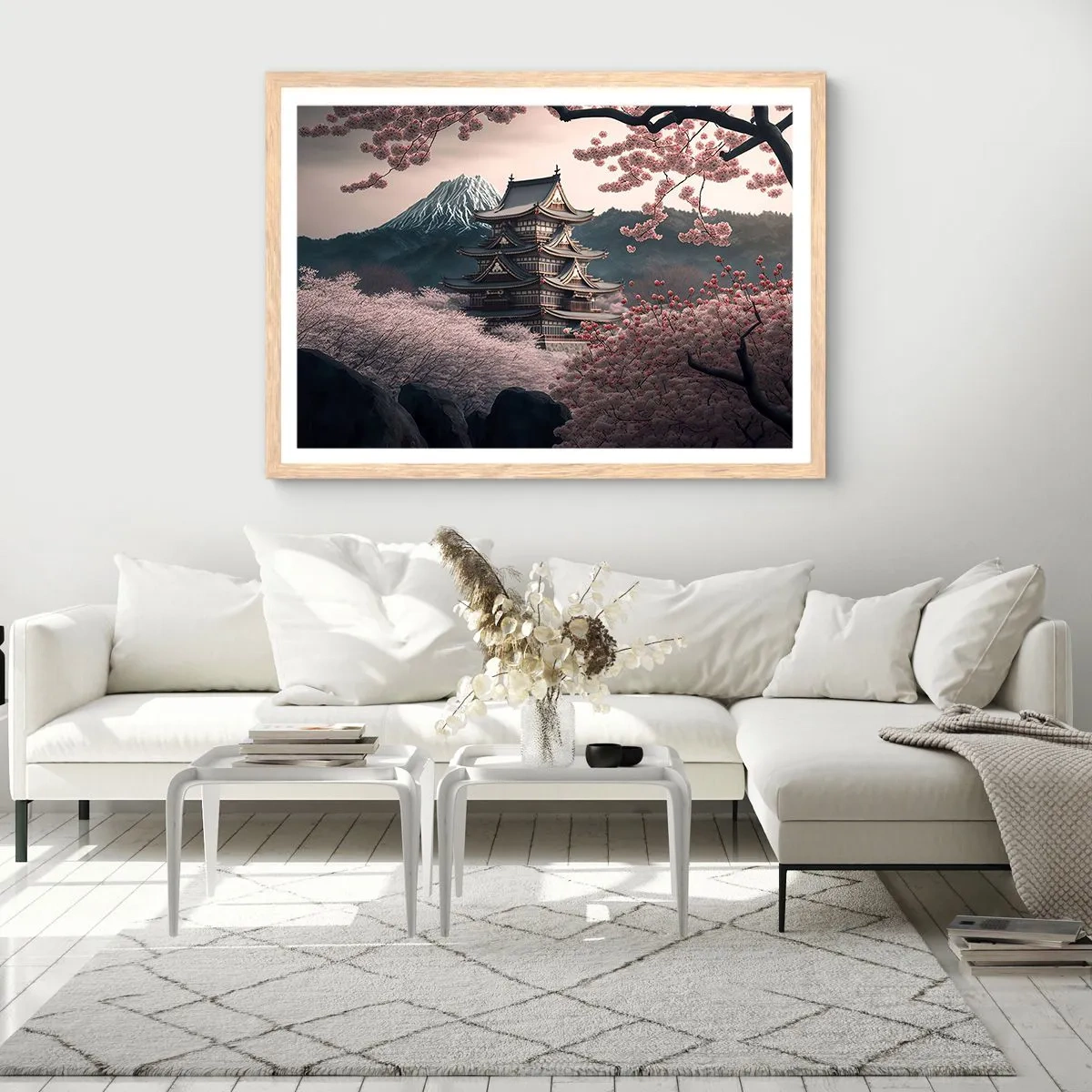 Poster in light oak frame - Land of Cherry Blossoms - 70x50 cm