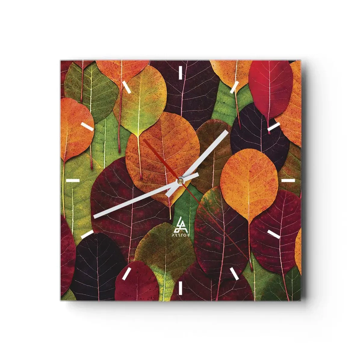 Wall clock - Clock on glass - Autumn Mosaics - 30x30 cm