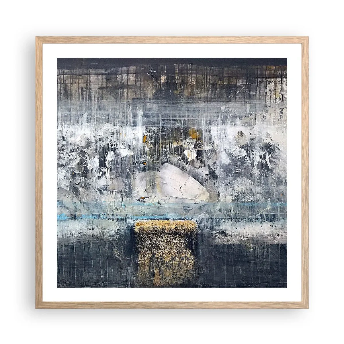 Poster in light oak frame - Icy Path - 60x60 cm