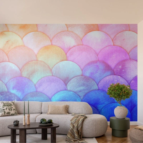 Photo Wallpaper Standard Eco - Pearl Scale - Pastel, Bubbles, Scales - 250x175 cm