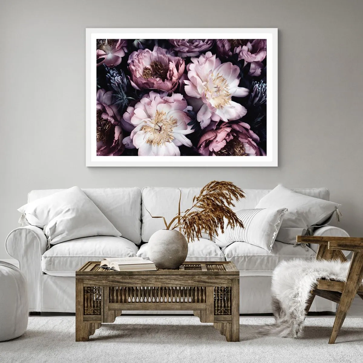 Poster in white frmae - Old Style Bouquet - 30x30 cm