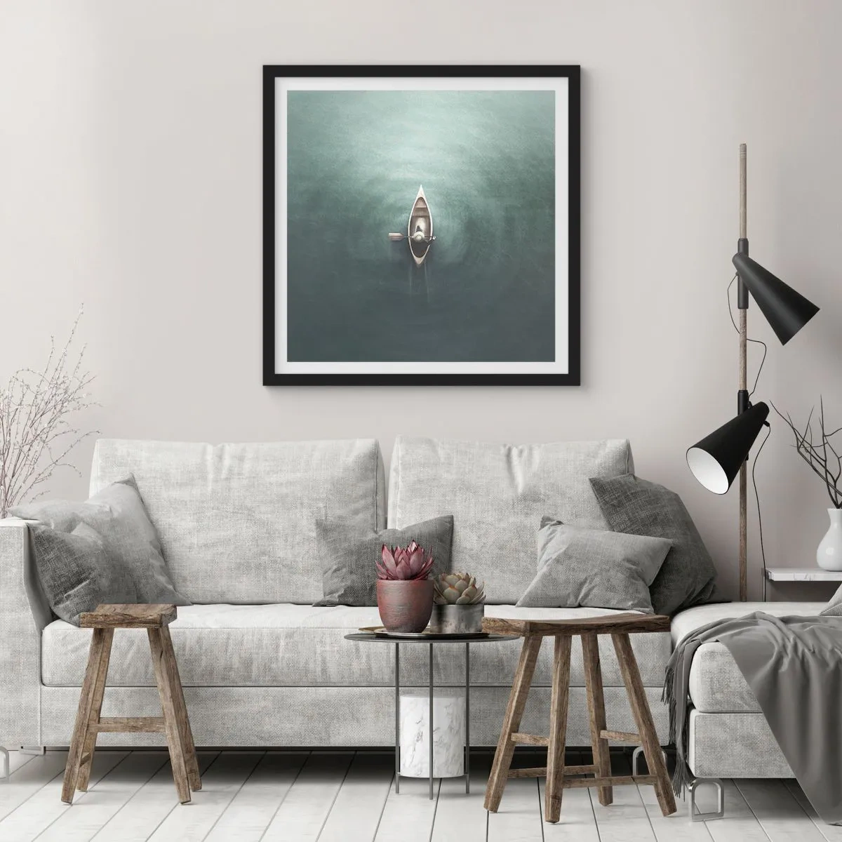 Poster in black frame - Through Moon Lake - 30x30 cm