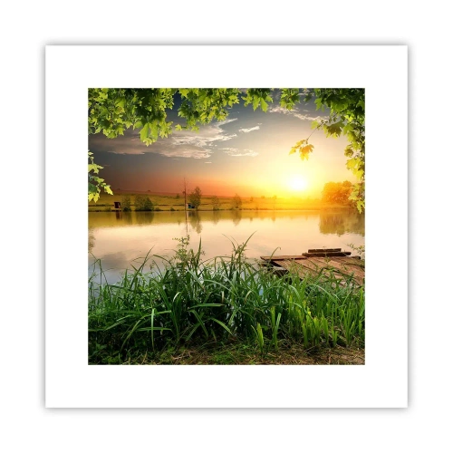 Poster - Landscape in a Green Frame - 30x30 cm