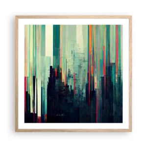 Poster in light oak frame - Futuristic City - 60x60 cm