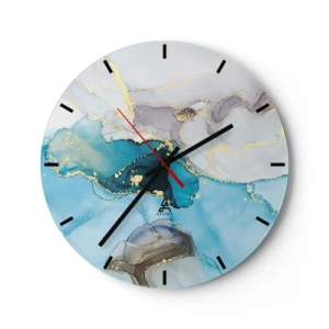 Wall clock - Clock on glass - Study in Grey and  Turquoise Encounter - 40x40 cm