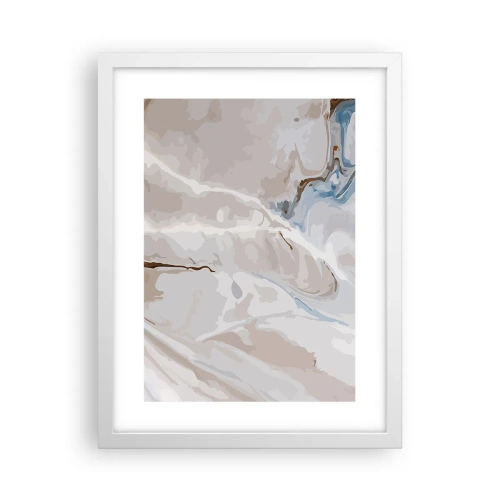 Poster in white frmae - Blue Meanders under White - 30x40 cm
