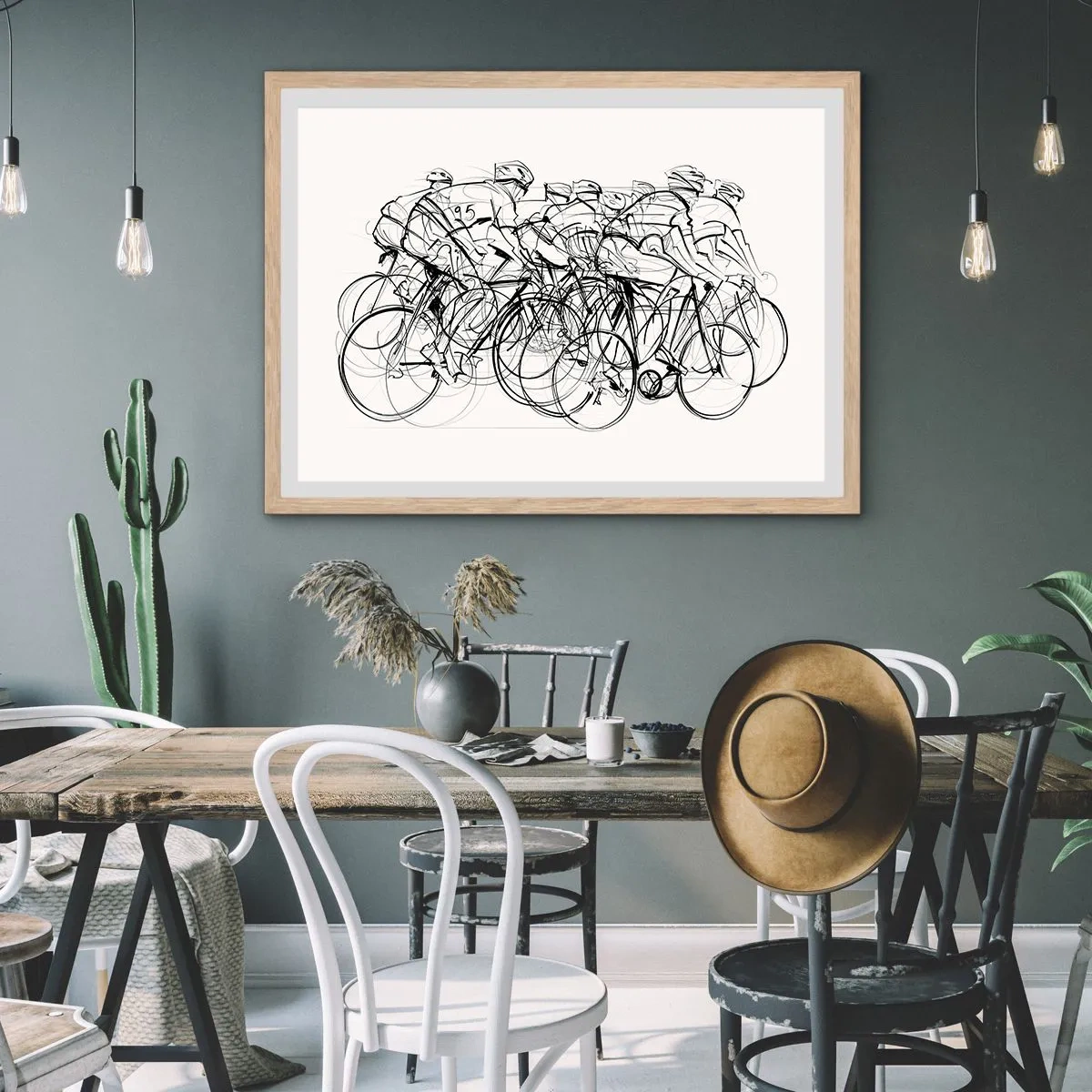 Poster in light oak frame - Together as a Team - 70x50 cm