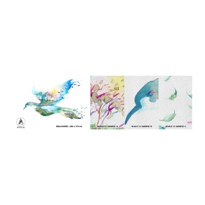 Photo Wallpaper Sample Premium Canvas - On The Wings Of Nature - Abstraction, Bird, Summer Landscape - 100x30 cm