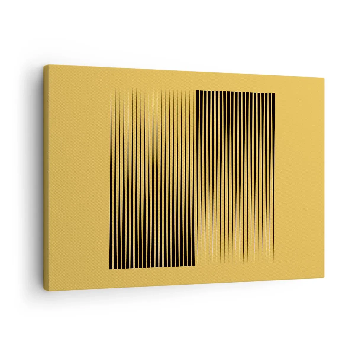 Canvas picture - Vertical black lines on a yellow background - 70x50cm - Square Opposites - Modern wall decoration for the living room and bedroom ARTTOR
