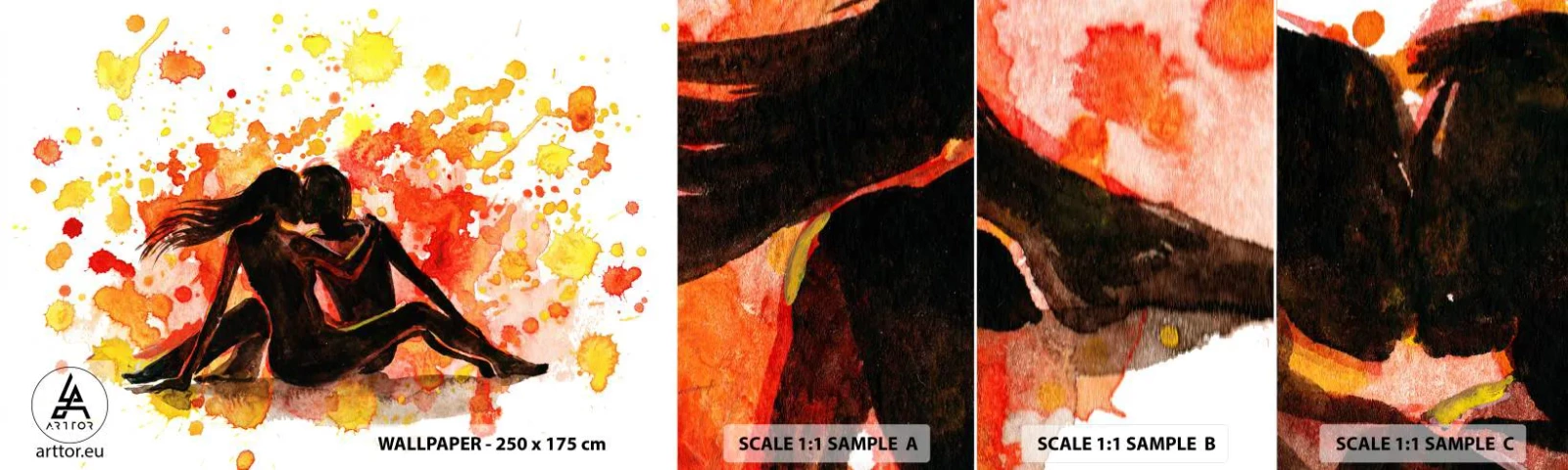 Photo Wallpaper Sample Self-Adhesive Deluxe Sticker - And There Was Light - People, Kiss, Couple of lovers - 100x30 cm