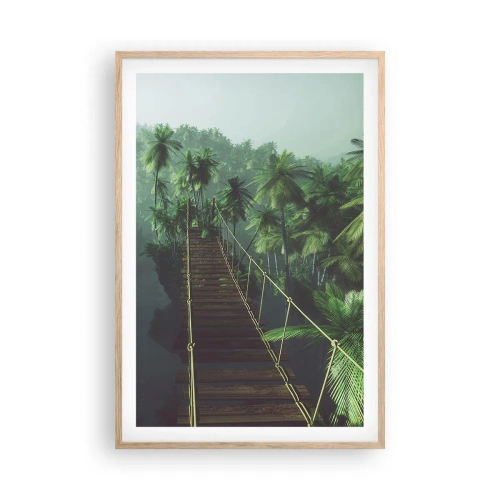 Poster in light oak frame - Hanging Bridge in the Green - 61x91 cm