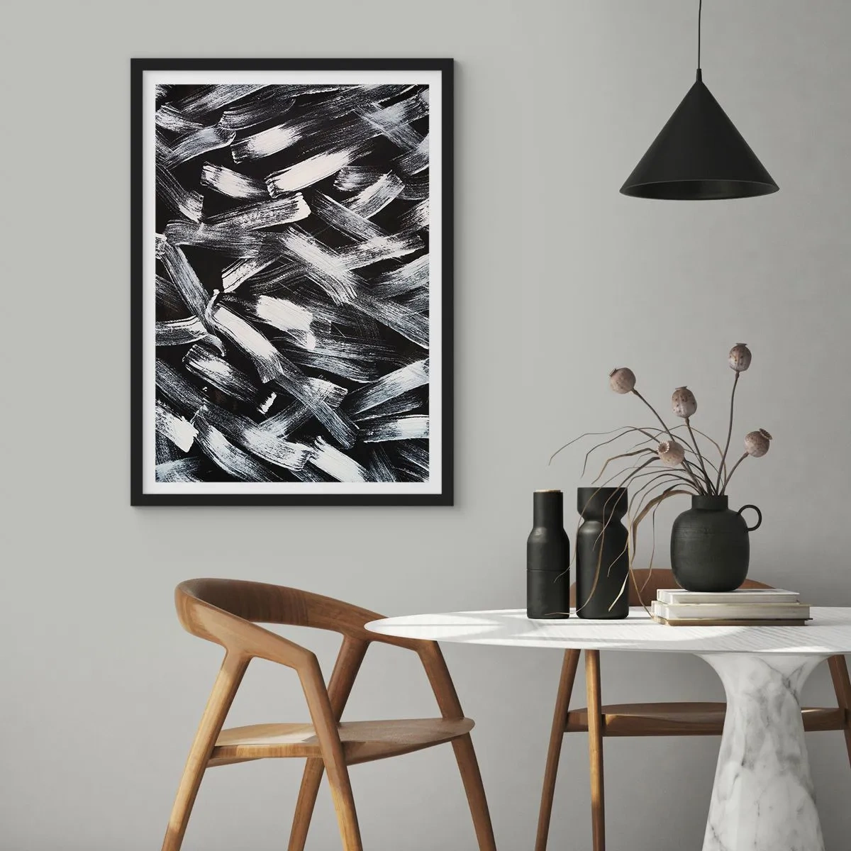 Poster in black frame - Abstract in Industrial Spirit - 40x50 cm