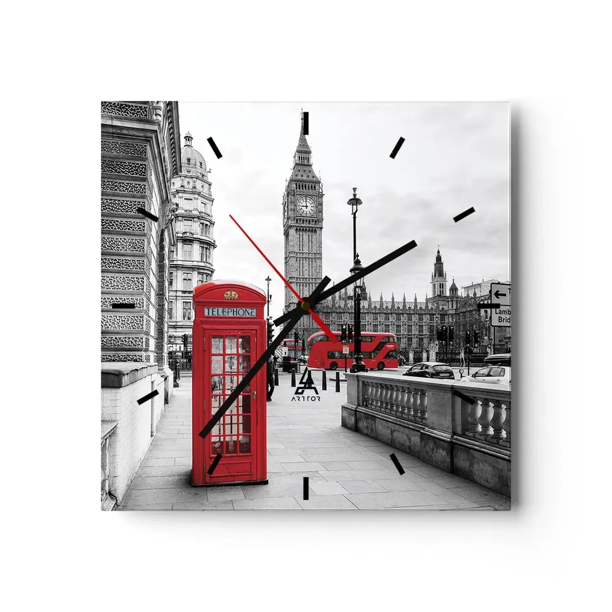 Wall clock - Clock on glass - Undoubtedly London - 30x30 cm