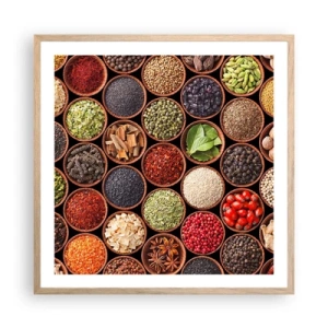 Poster in light oak frame - All Flavours of the World - 60x60 cm
