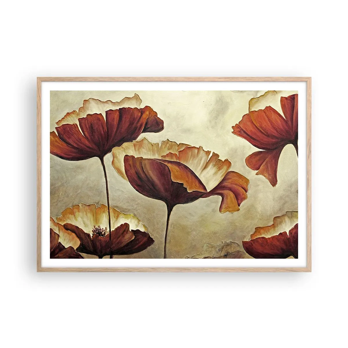 Poster in light oak frame - Piece of Meadow - 100x70 cm