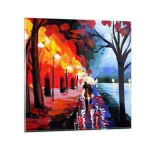 Glass picture - Flaming Autumn in the Park - 30x30 cm