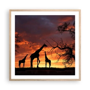 Poster in light oak frame - Small Dinner among Close Ones - 60x60 cm