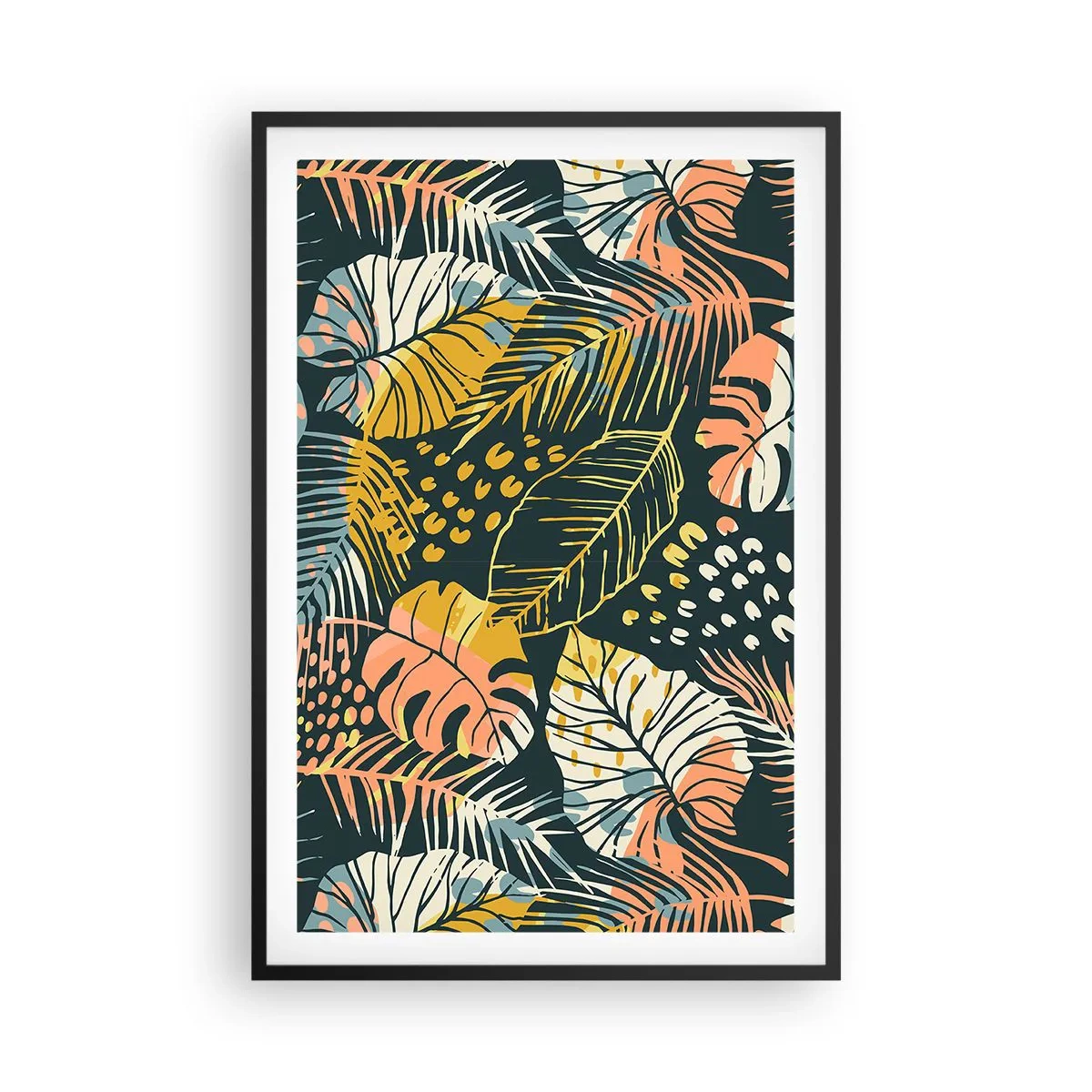 Poster in black frame - Leafy Fantasy - 61x91 cm