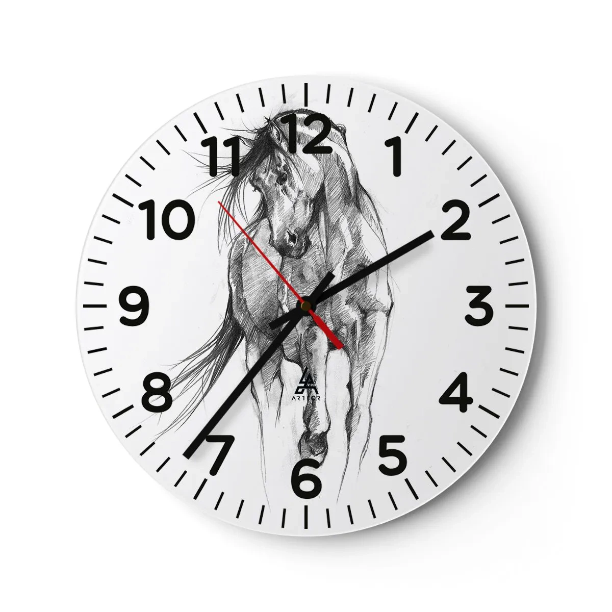 Wall clock - Clock on glass - In a Graceful Trot - 30x30 cm