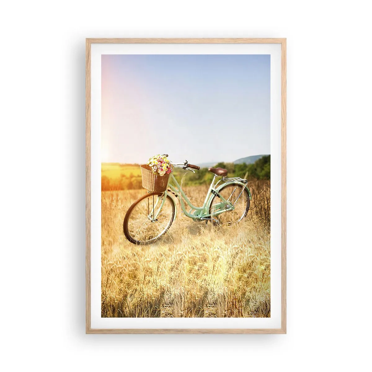 Poster in light oak frame - I will Stay Here for a While - 61x91 cm