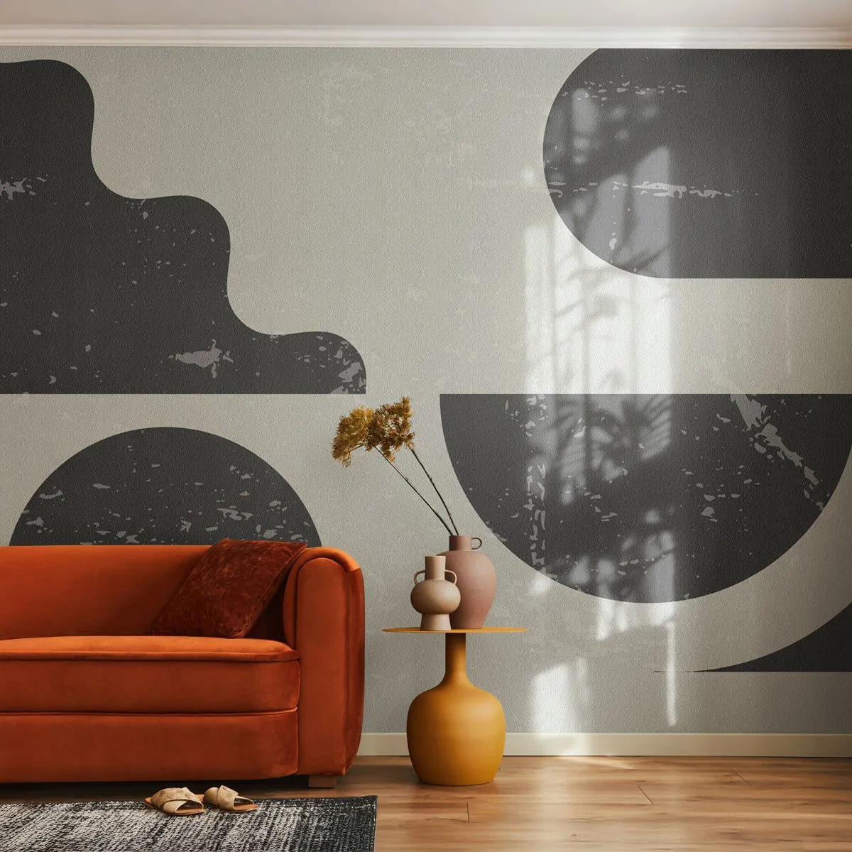 Custom Wallpaper Premium Sand - Composition Above and Under - Abstraction, Black and white, Aged