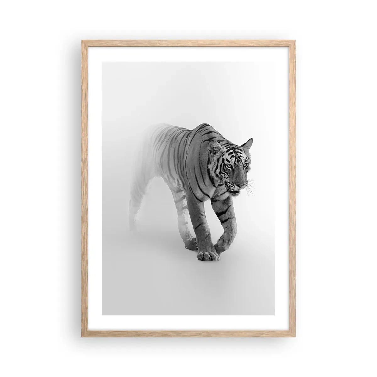 Poster in light oak frame - Crouching in Fog - 50x70 cm