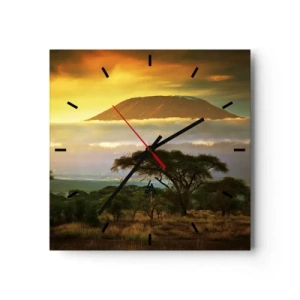 Wall clock - Clock on glass - Traveller's Dream - 30x30 cm