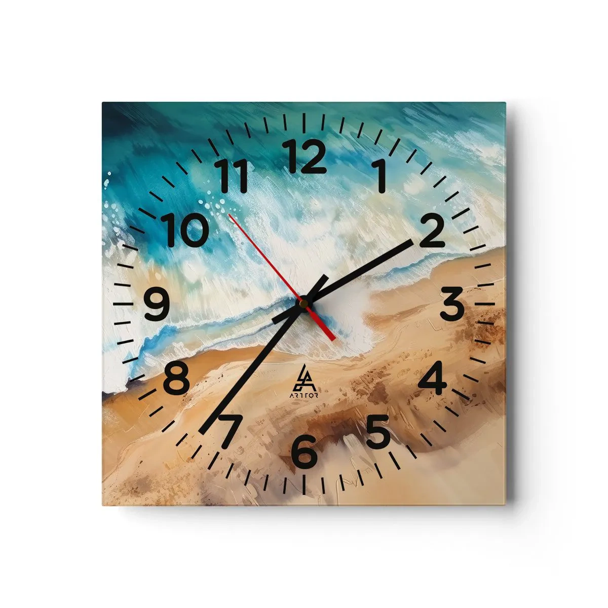 Wall clock - Clock on glass - Returning Wave - 40x40 cm