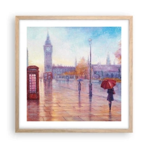 Poster in light oak frame - London Autumn Day - 50x50 cm
