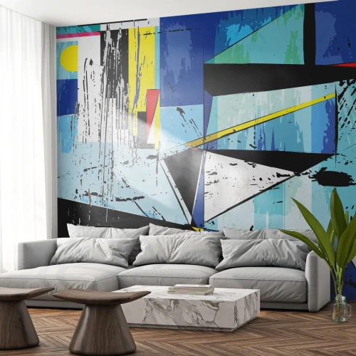 Custom Wallpaper Premium Canvas - Looking at the World at an Angle - Abstraction, Piece, Modern Pattern