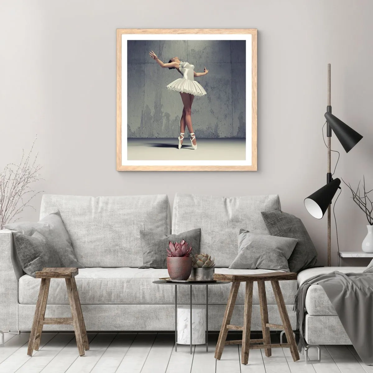 Poster in light oak frame - Light like a Bird - 50x50 cm