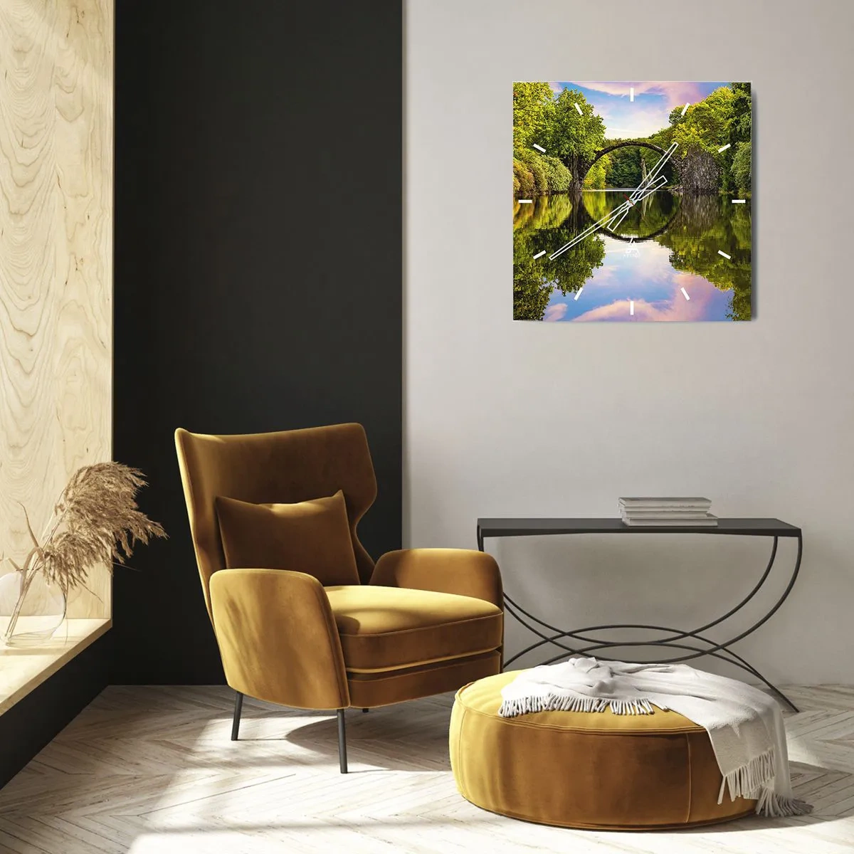 Wall clock - Clock on glass - At the Crossroads of Two Worlds - 30x30 cm