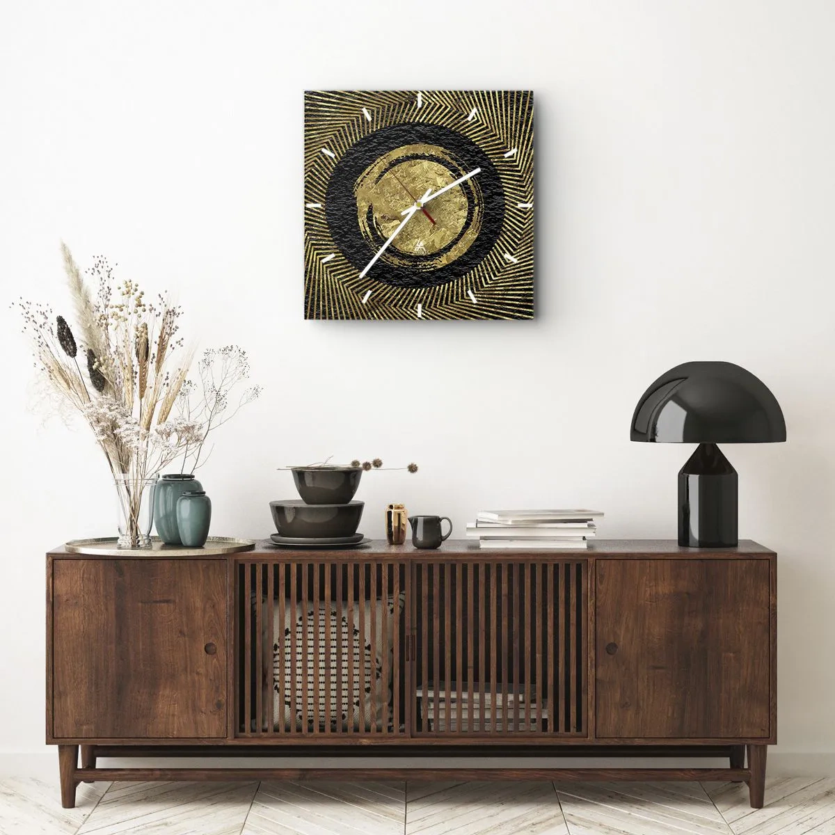 Wall clock - Clock on glass - Composition Glamour - 40x40 cm