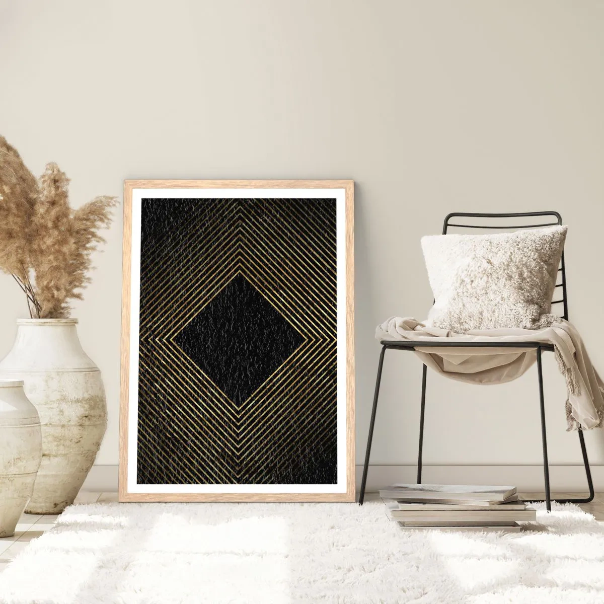 Poster in light oak frame - Geometry Glamour Style - 70x100 cm