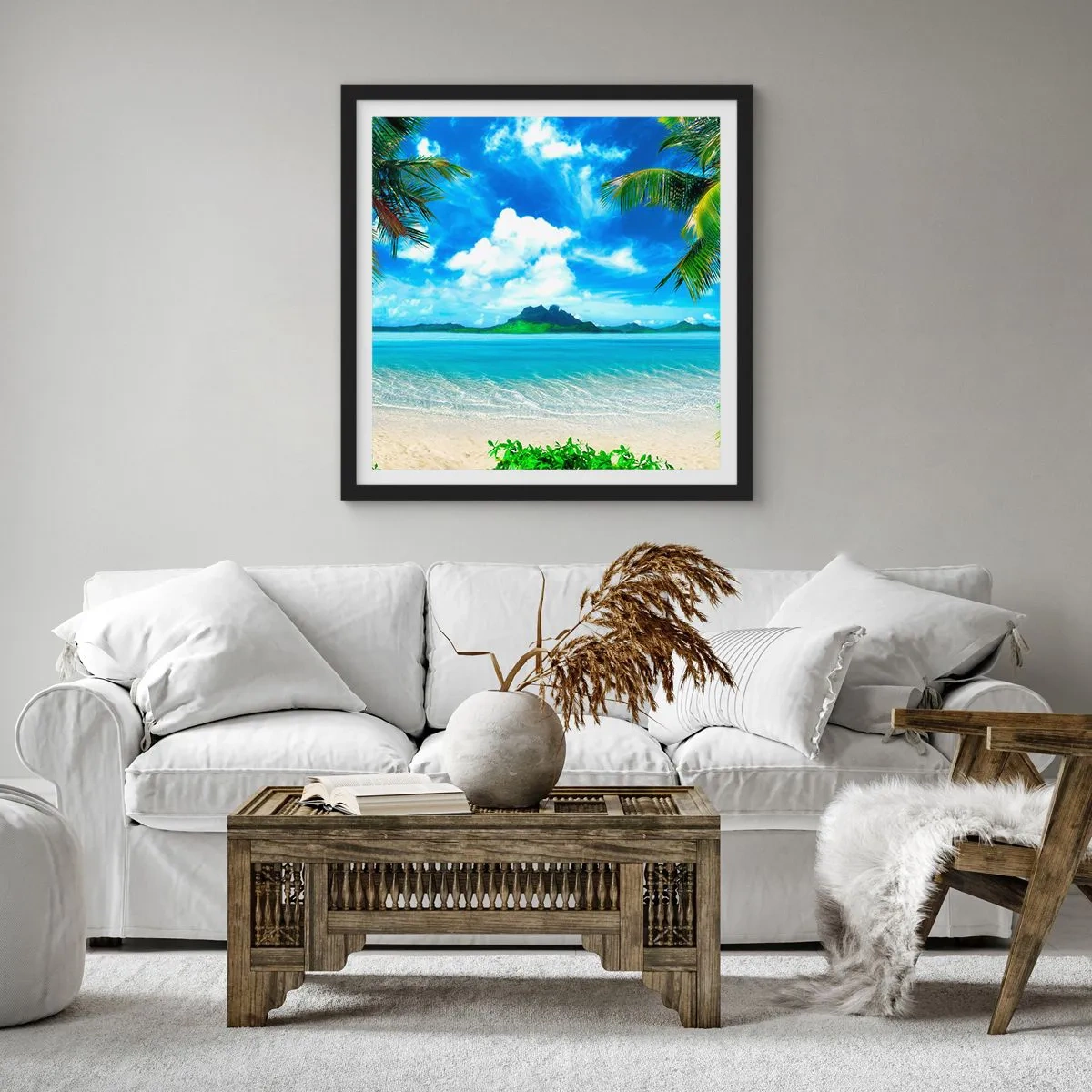 Poster in black frame - Blue Tropics - 30x30 cm