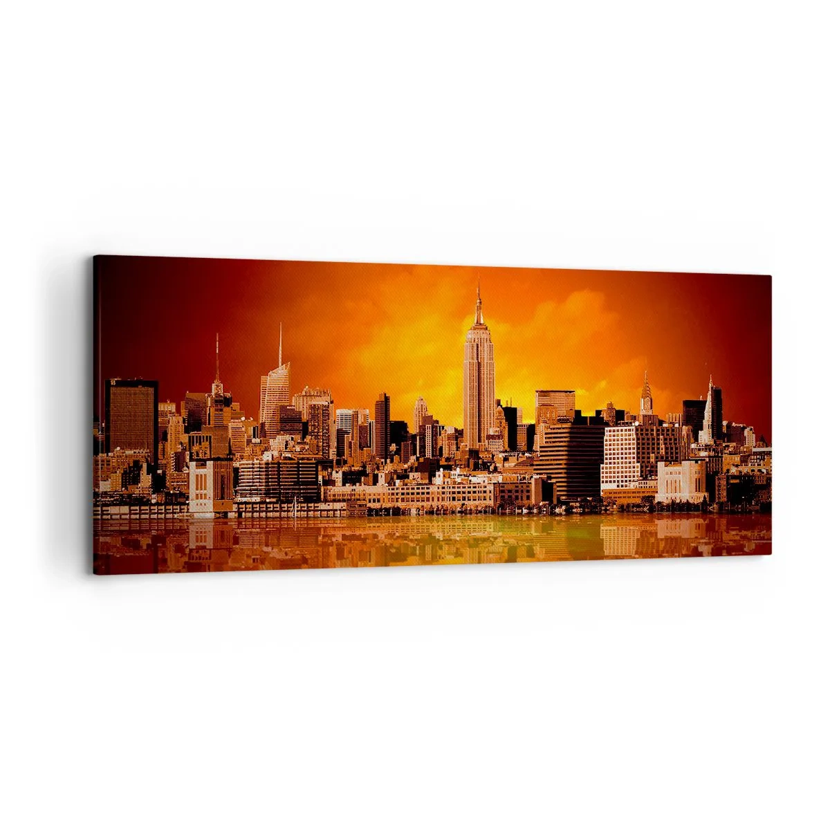 Canvas picture - Big City Panorama in Brown and Yellow - 120x50 cm