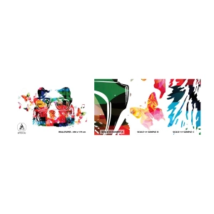 Photo Wallpaper Sample Self-Adhesive Deluxe Sticker - I Like It! - Abstraction, Bear, Glasses - 100x30 cm