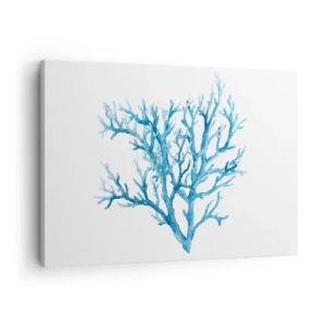 Canvas picture - Blue coral on a white background with a minimalist feel - 70x50cm - Sea Filigree - Modern wall decoration for the living room and bedroom ARTTOR