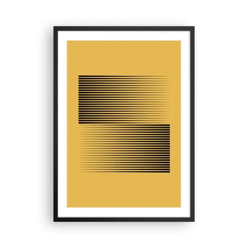 Poster in black frame - A minimalistic composition of lines on a mustard background. - 50x70cm - Square Opposites - Modern wall decoration for the living room and bedroom ARTTOR