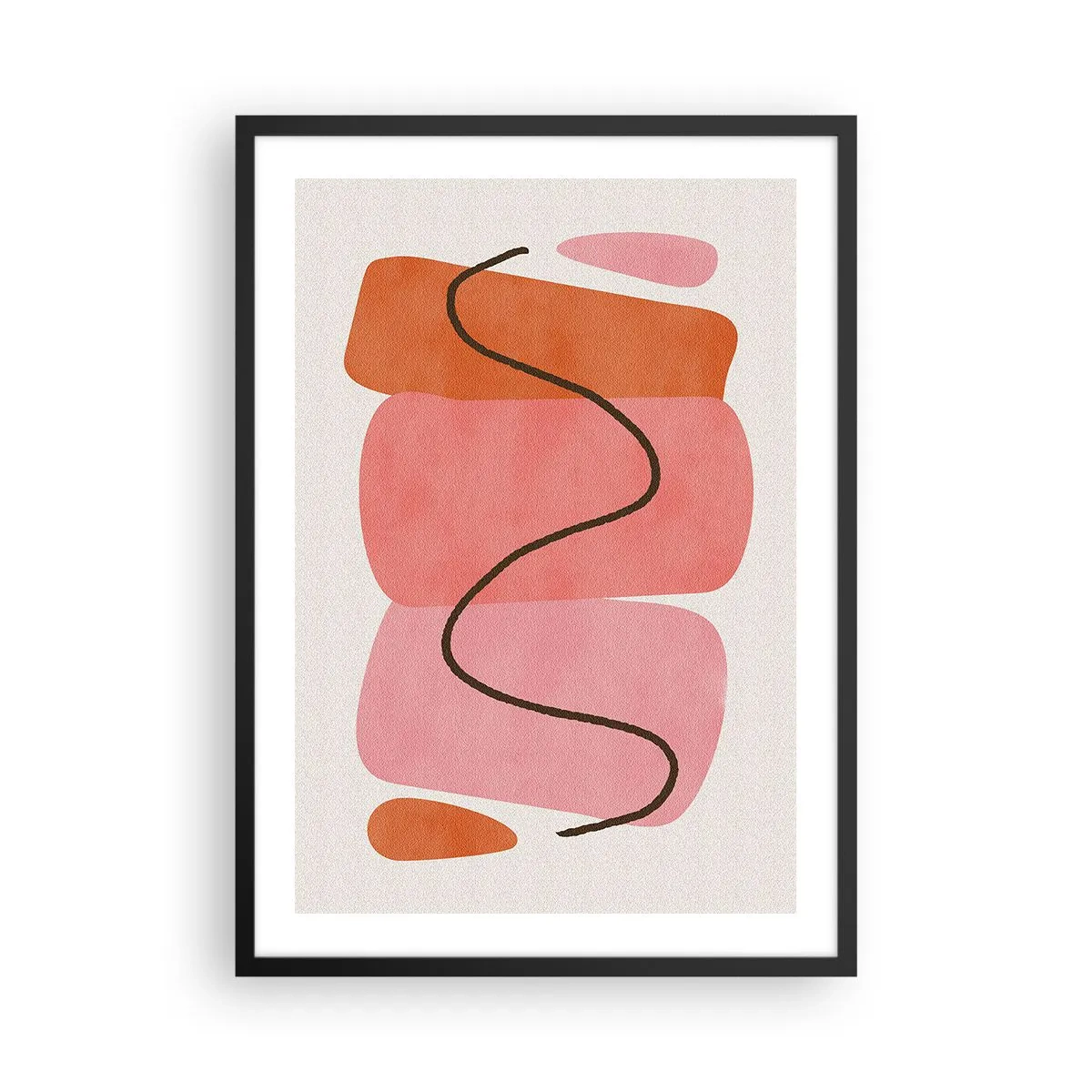 Poster in black frame - Abstract composition of geometric shapes - 50x70cm - Gentle Movement of forms - Modern wall decoration for the living room and bedroom ARTTOR