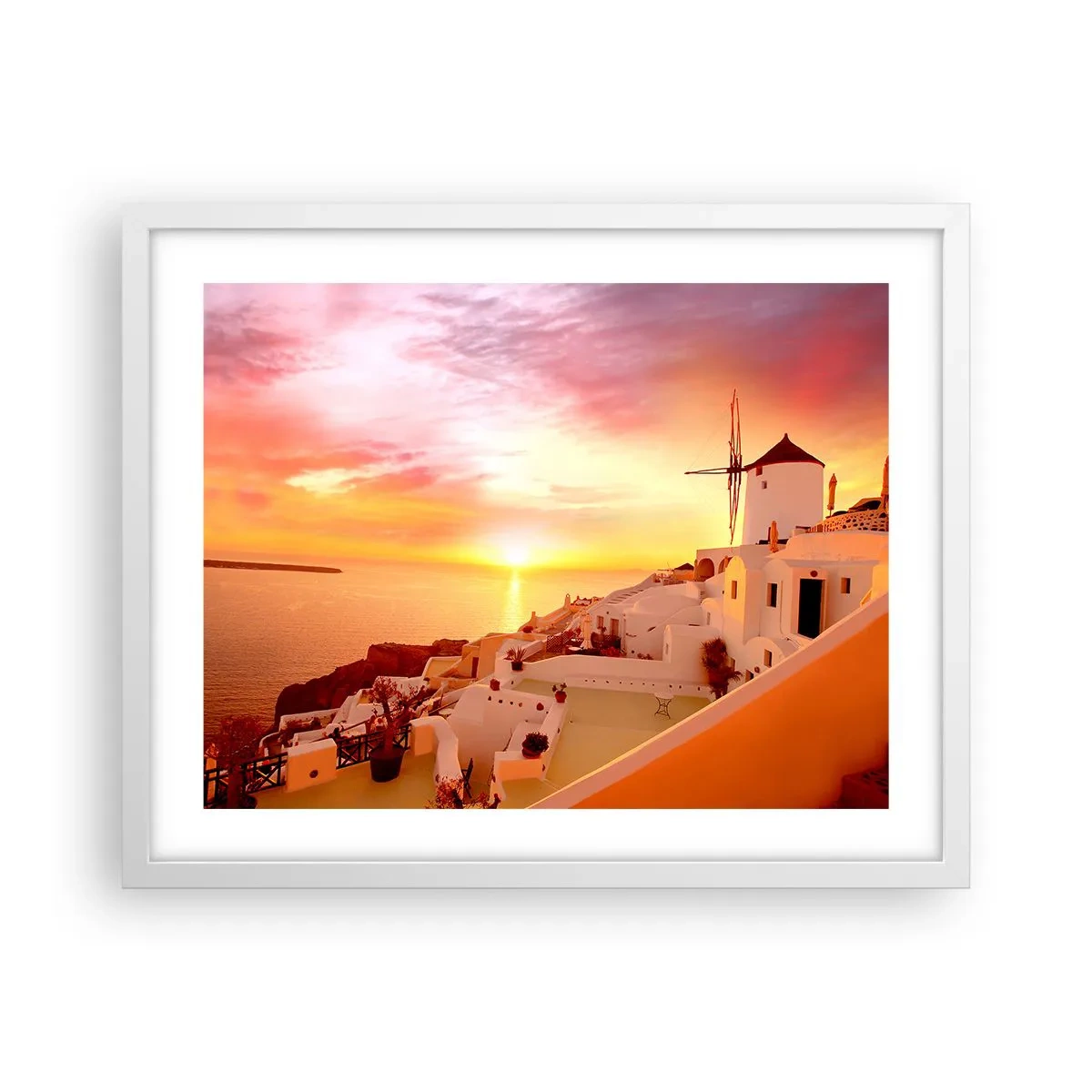 Poster in white frmae - Melting in White and Gold - 50x40 cm